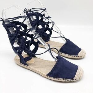 SCHUTZ Kobi Blue Suede Espadrille Flats 